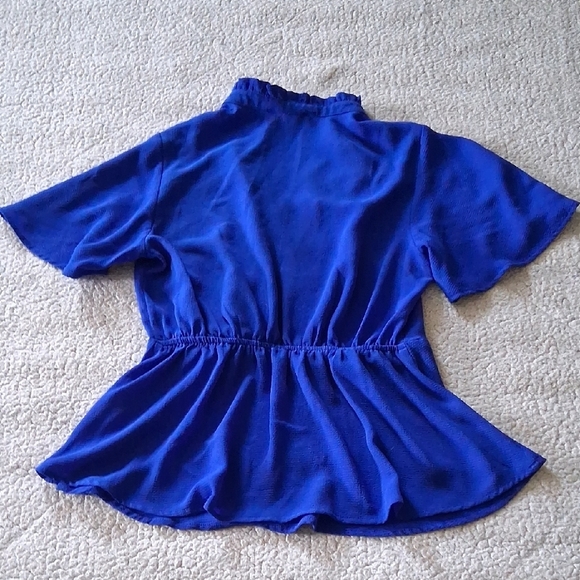 Monteau Vibrant Blue Wrap Blouse - Picture 5 of 5